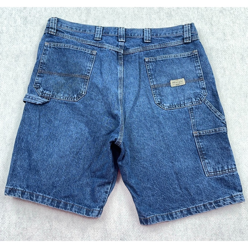 Vintage Y2K Wrangler Shorts Men 38 Carpenter‎ Baggy Jorts Work Wear Med Wash A16